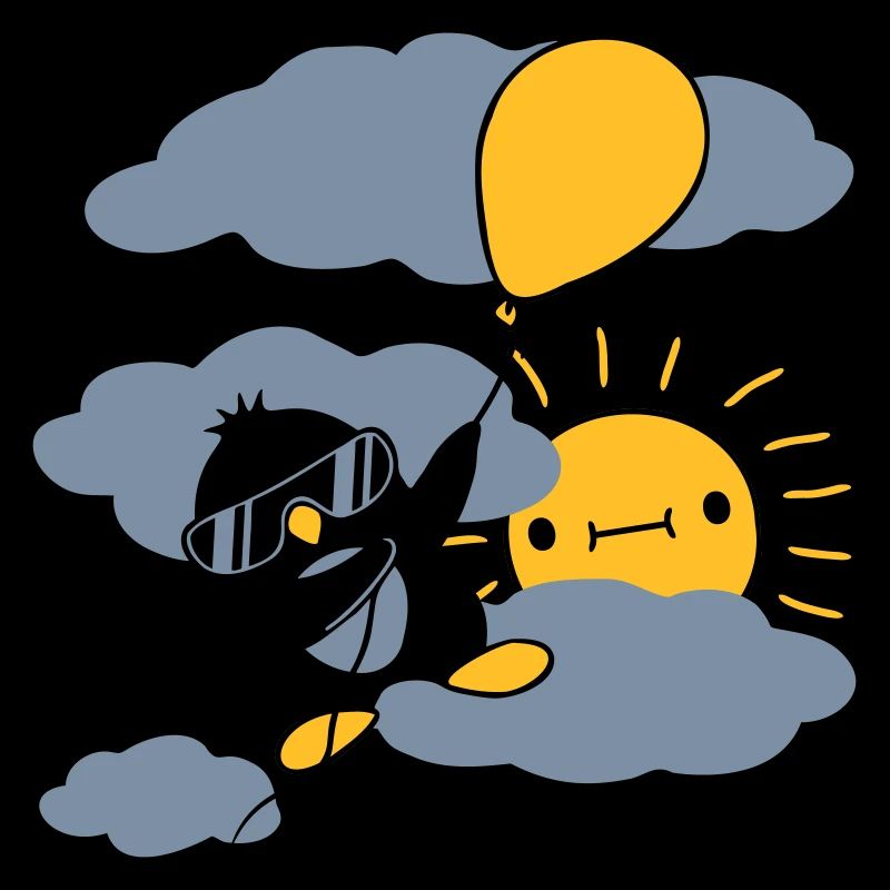 Fliegender Pinguin Luftballon Sonne