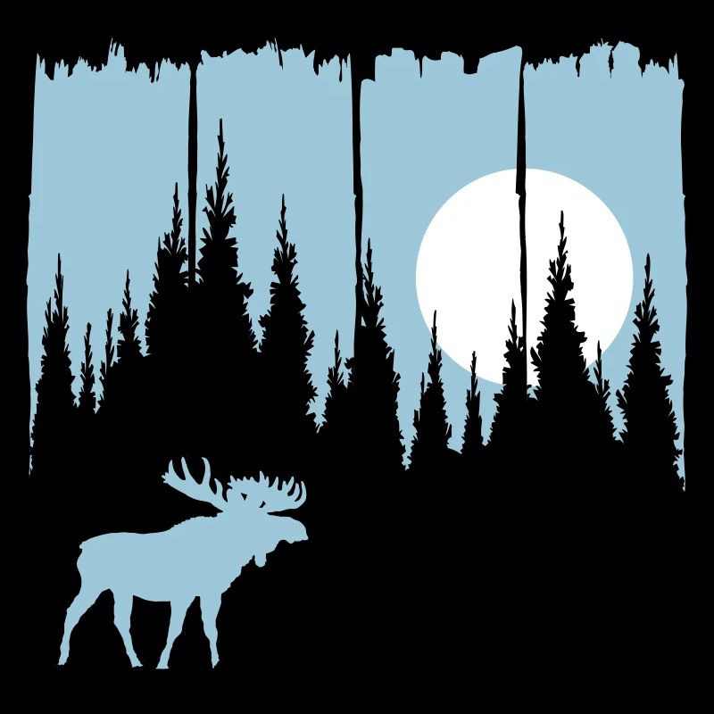 Orignal en face de la lune / soleil forestier animal cerf forestier