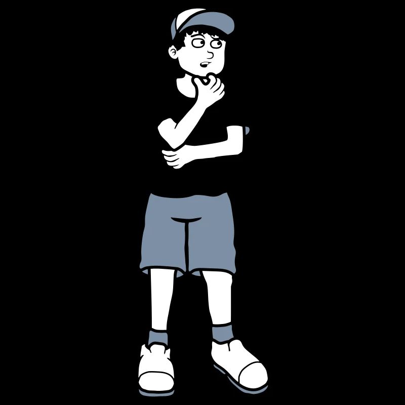 Junge überlegt Pose
