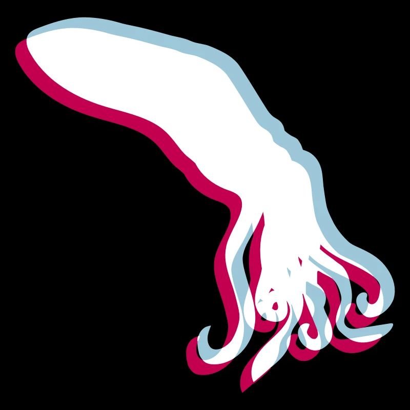 Octopus 3D Illusion Design Cool Blue Red Cyan Pink