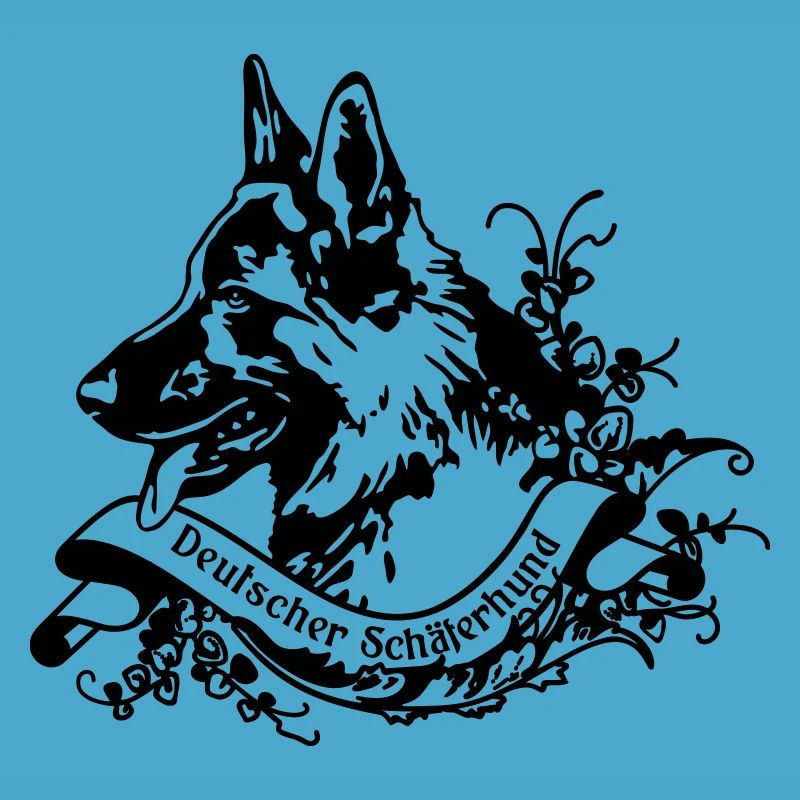 Old German Shepherd on Retro Banner
