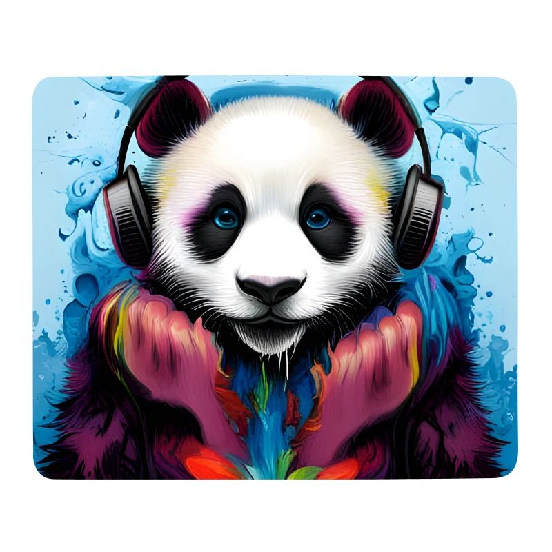 Panda mit Neon Kopfhörern