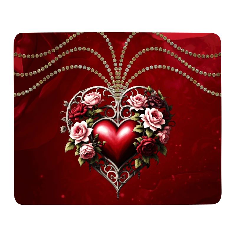 Edles Gothic-Herz mit Blumen.