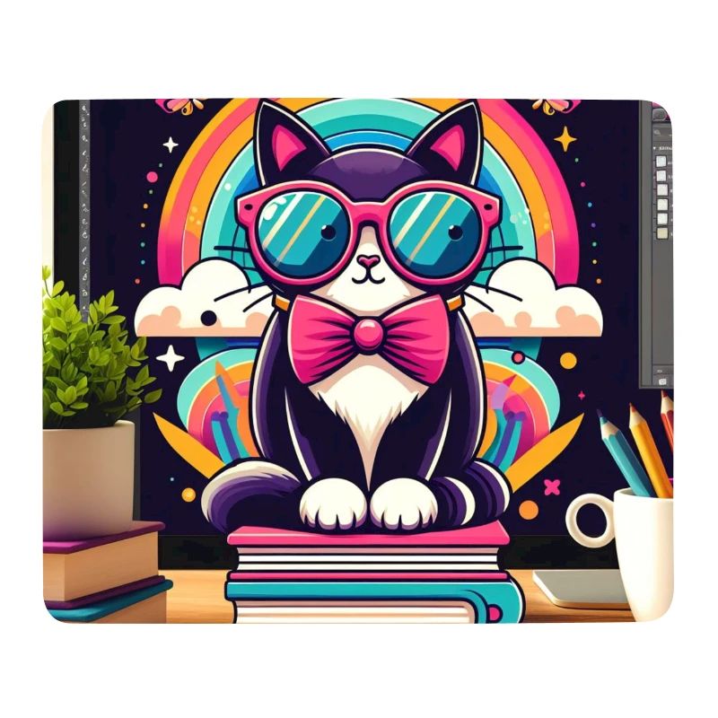 Studious cat with glasses