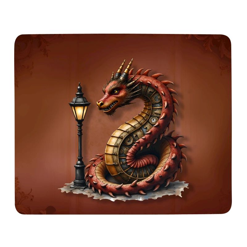 Steampunk-Drache mit Laternenpfahl