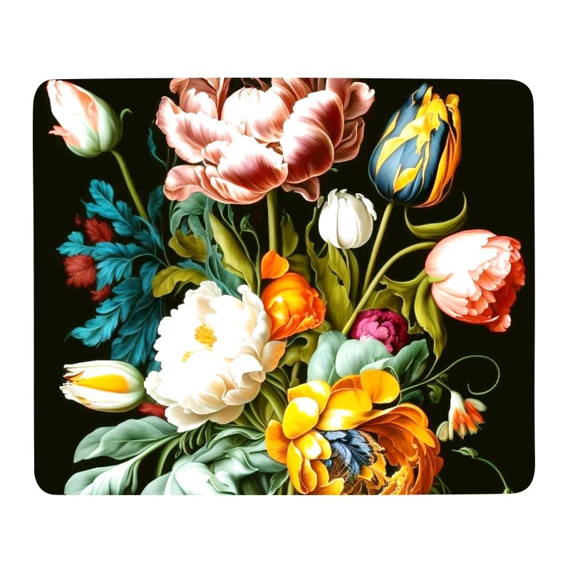 Composition florale texturée sur noir