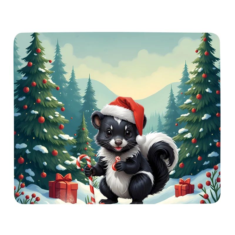 Weihnachtsstinktier im verschneiten Wald