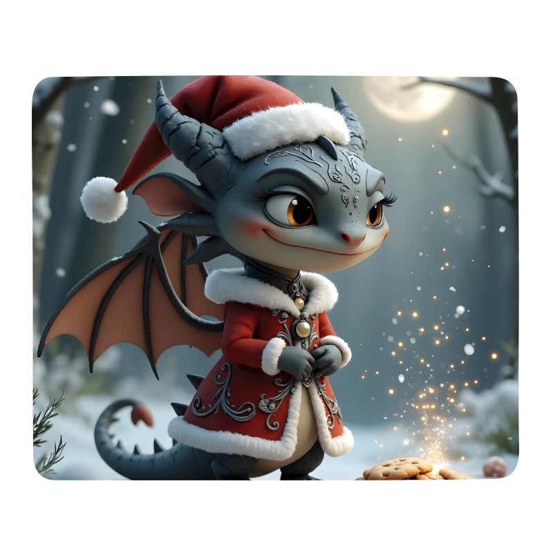 Weihnachtsdrache im verschneiten Wald