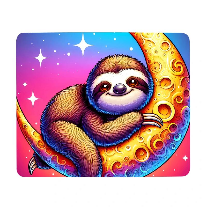 Sloth sleeps hugging the moon