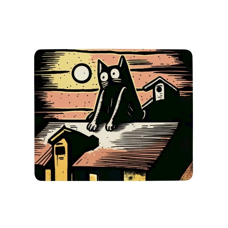 Mondnacht mit schwarzer Katze