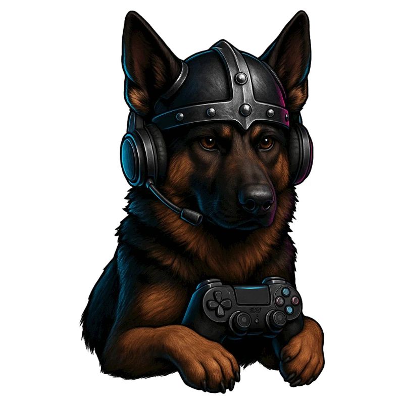 Gaming Hund mit Wikingerhelm