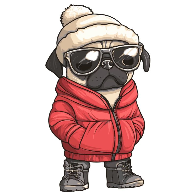 Mops Hund Winter