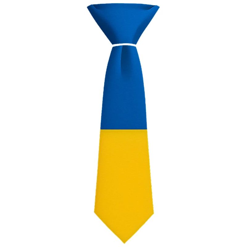 Cravate en blocs de couleur bleu et jaune