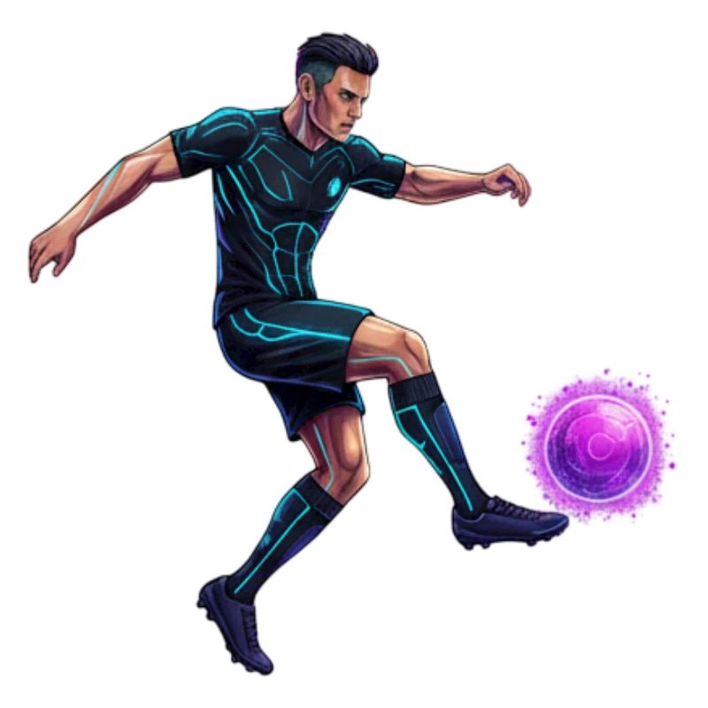 Neon Fußballer mit Energieball