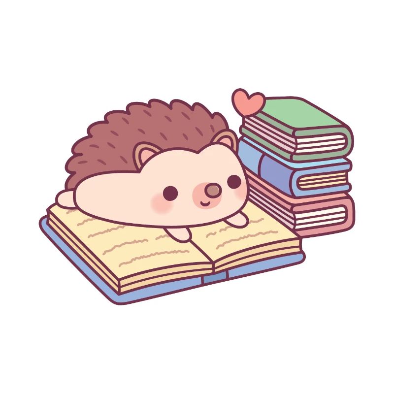 Cute Hedgehog Reading A Book