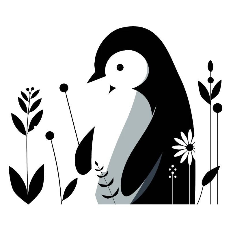 Pinguin mit Blumen