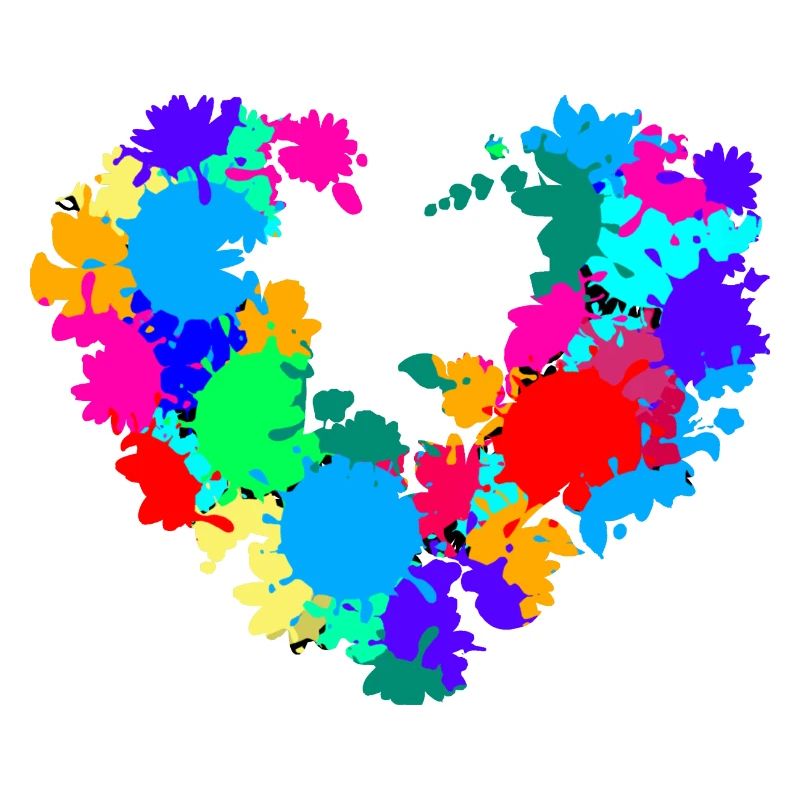 coeur de fleur, coloré, couleurs, graffiti, éclaboussure