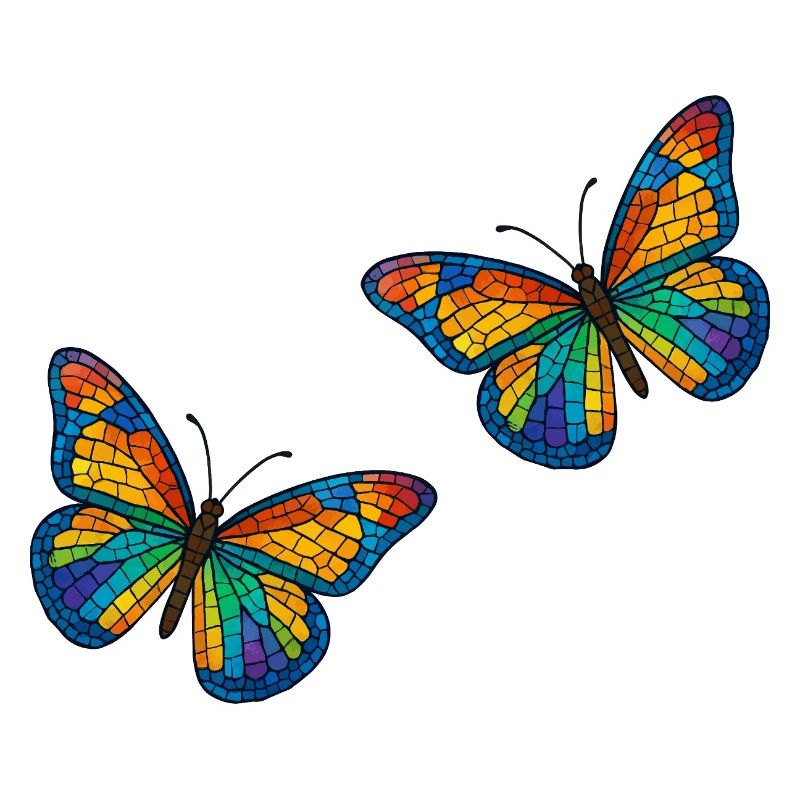 Bunte Mosaikschmetterlinge Design