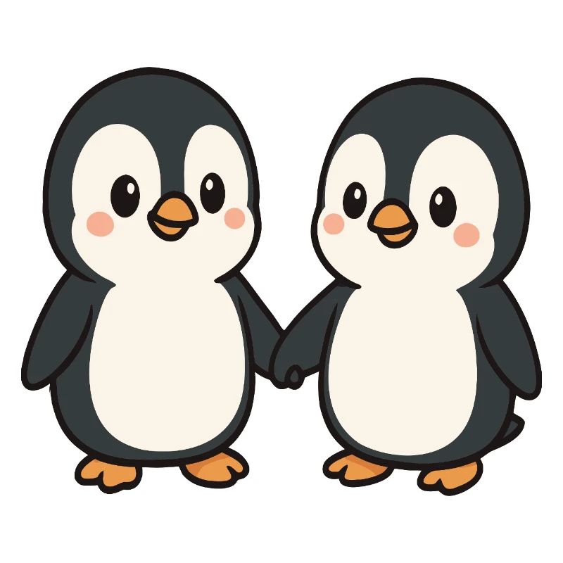 Zwei Pinguine Händchenhaltend