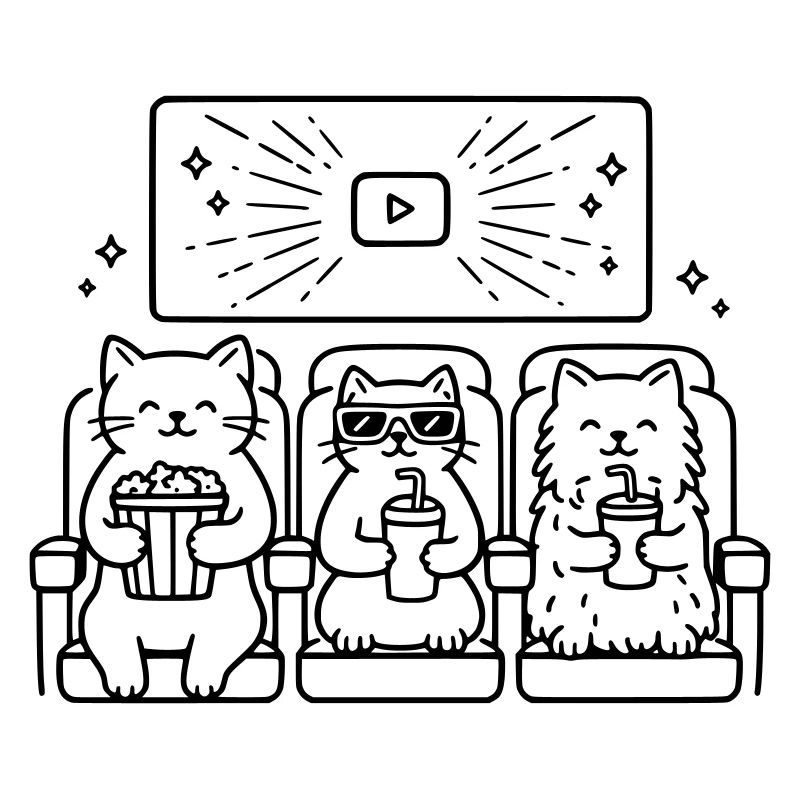 Katzen Kino Line Art