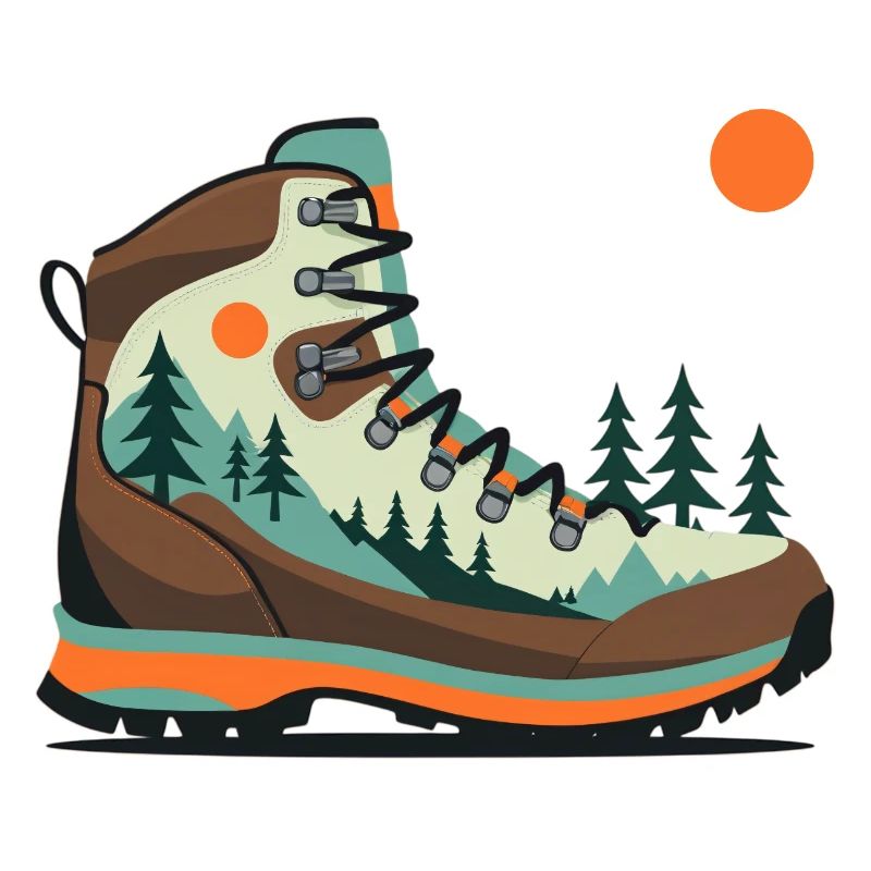 Wanderstiefel Landschaftsmotiv