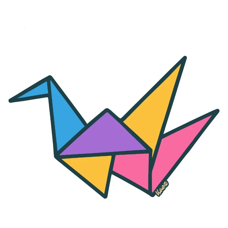 Bunte Origami-Kran-Geometrie