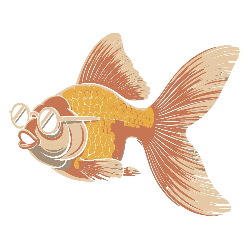 Goldfisch mit Brille Retro