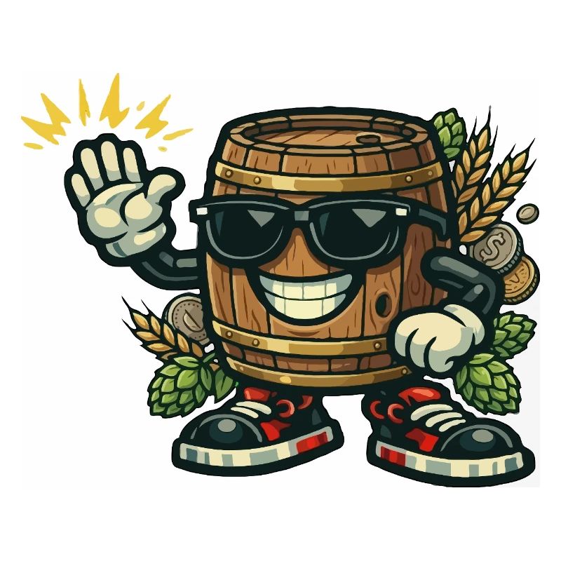 Bier-Maskottchen mit Sonnenbrille