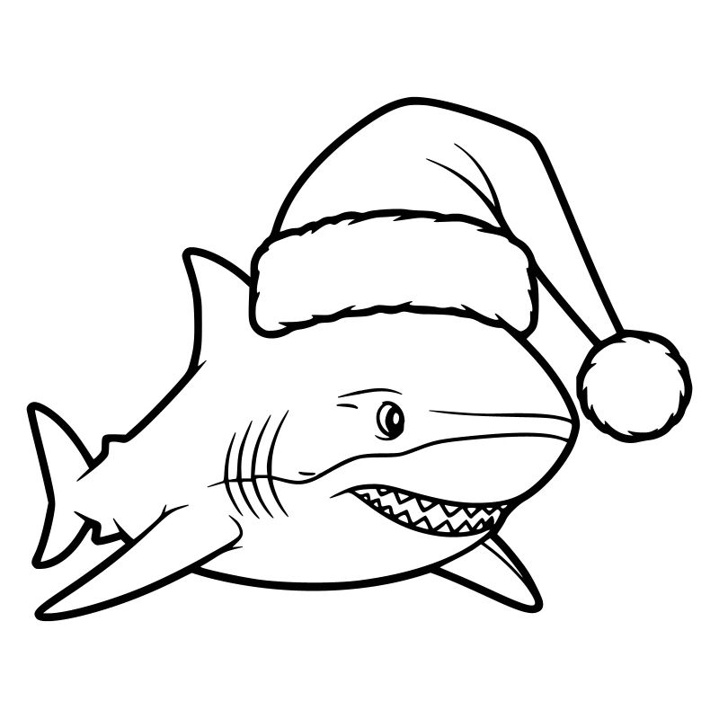 Weihnachts-Hai Cartoon Illustration