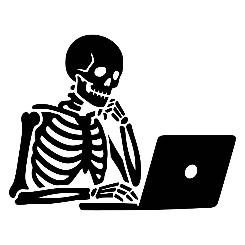 Skelett am Laptop Computer