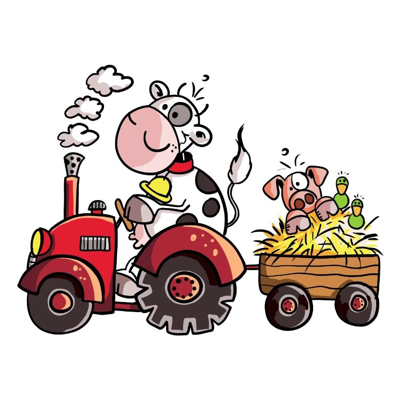 Kuh fährt Schwein