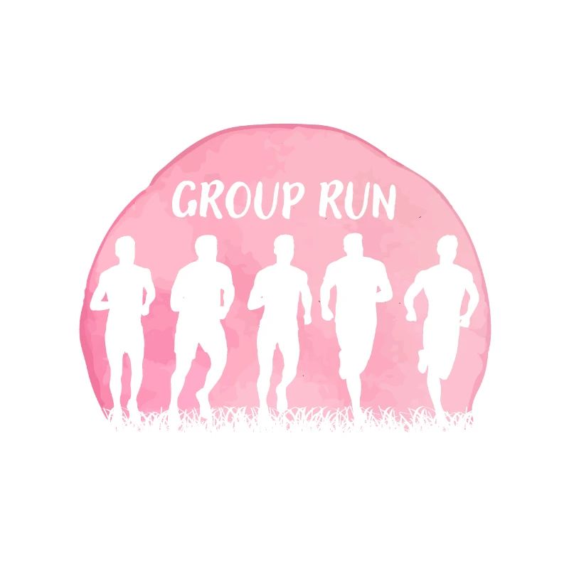 Group Run Group run in a team with grass and moon
