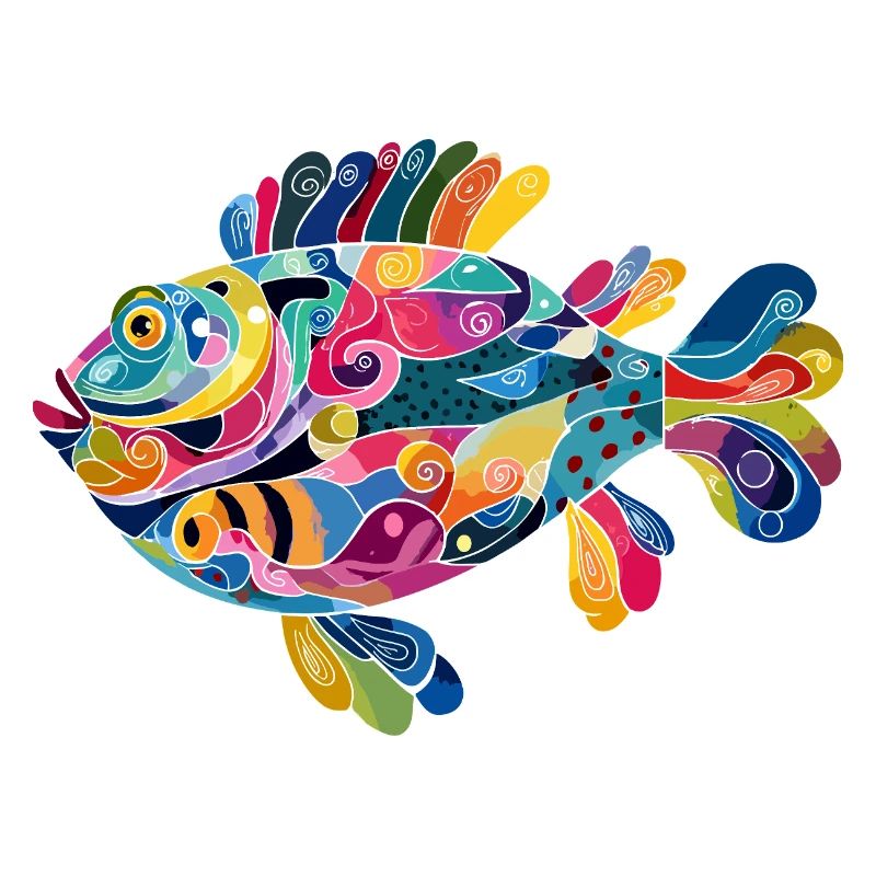 Bunter Abstractfisch Spiralen