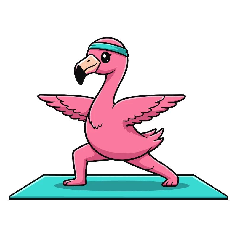 Yoga-Flamingo-Vogel macht Krieger-Pose