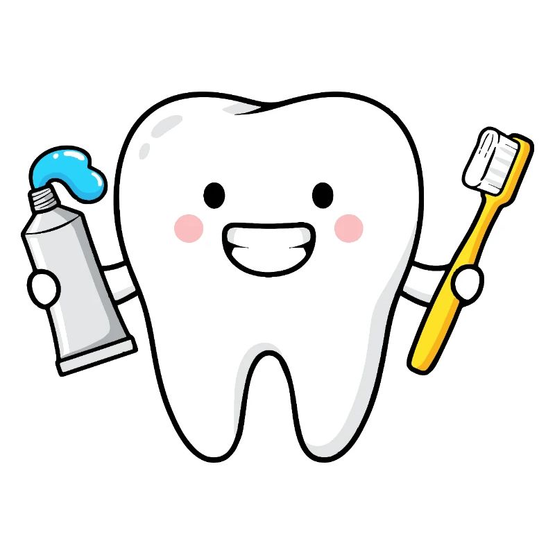 Dent mignonne avec brosse à dents