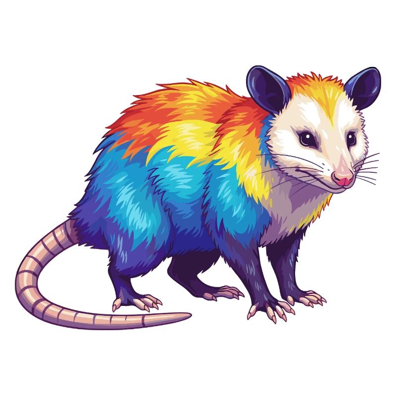 Buntes Opossum-Regenbogen-Pop-Art-Aquarell