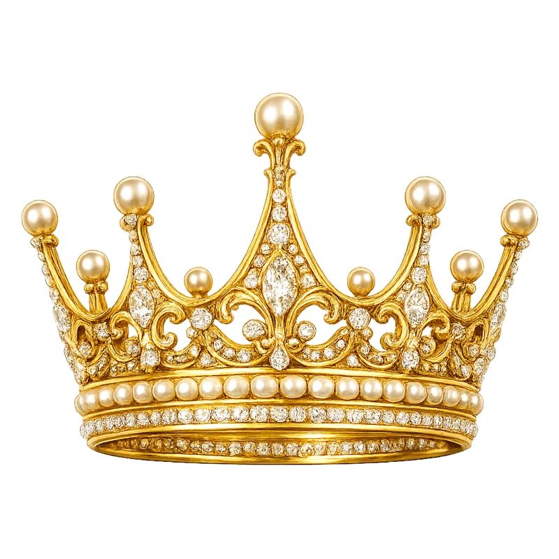 Goldene Königskrone mit Perlen