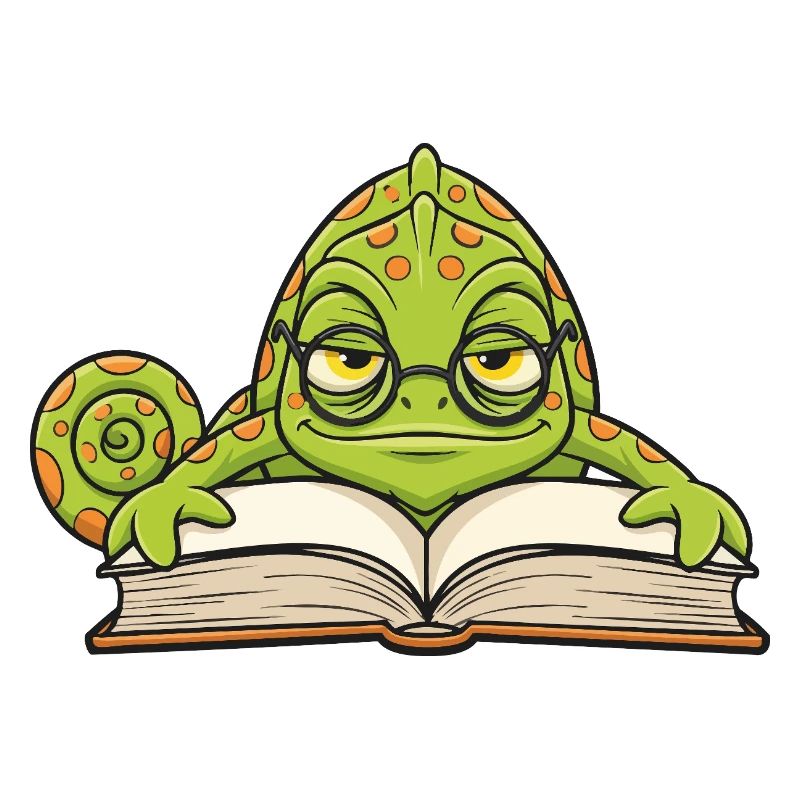 Chamäleon-Leser-Brillenbuch-Maskottchen-Cartoon