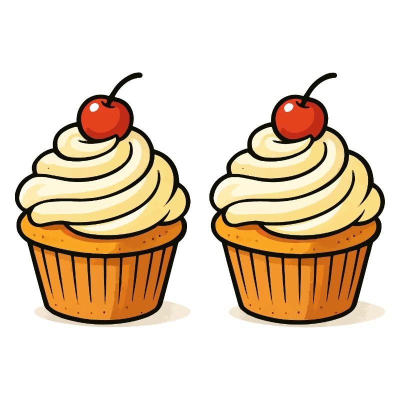 Doppelte Cupcake-Illustration mit Kirsche