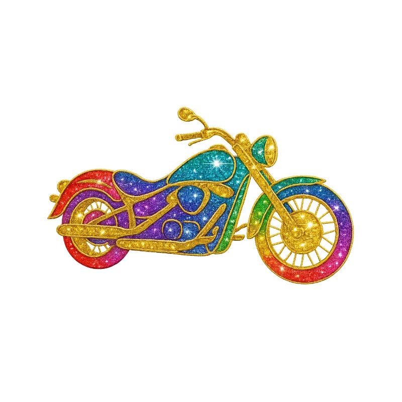 Glitzerndes Regenbogenmotorrad