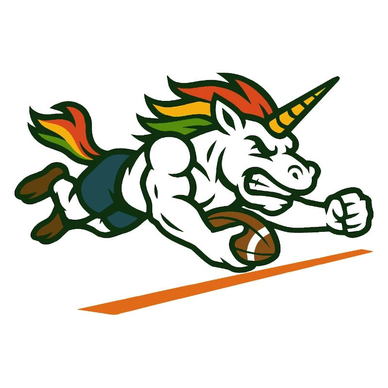 Einhorn-Fußball-Maskottchen-Design Power Runner