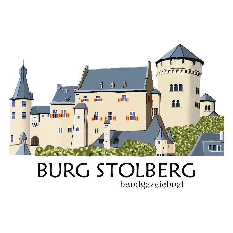 Stolberg Castle, Eifel, Middle Ages Hand Drawing