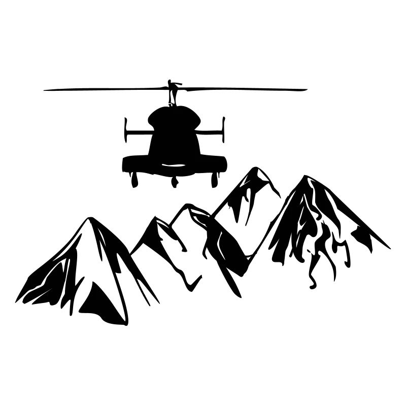 Helikopter mit Bergen