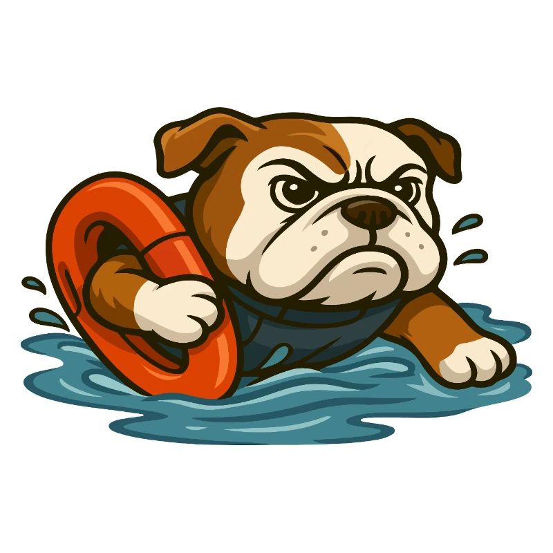 Rescue Bulldog-Maskottchen mit Wasserring