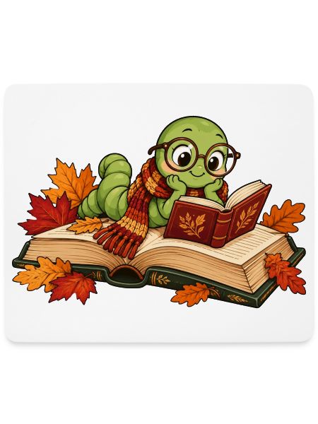 Niedlicher Bücherwurm im Herbst