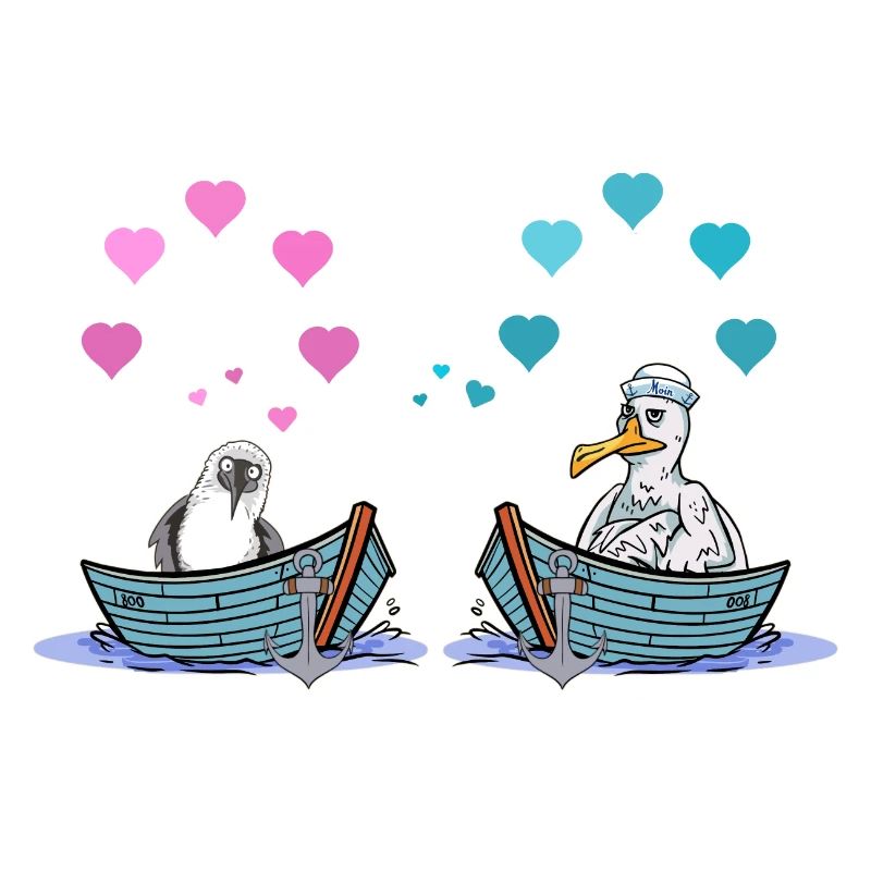 Möwen Boot Liebe Herzen Valentin Romantik