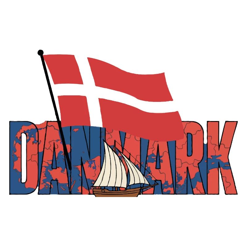 Dänische Flagge und Segelboot