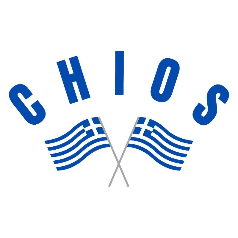 Chios-kreuzte griechische Flaggen