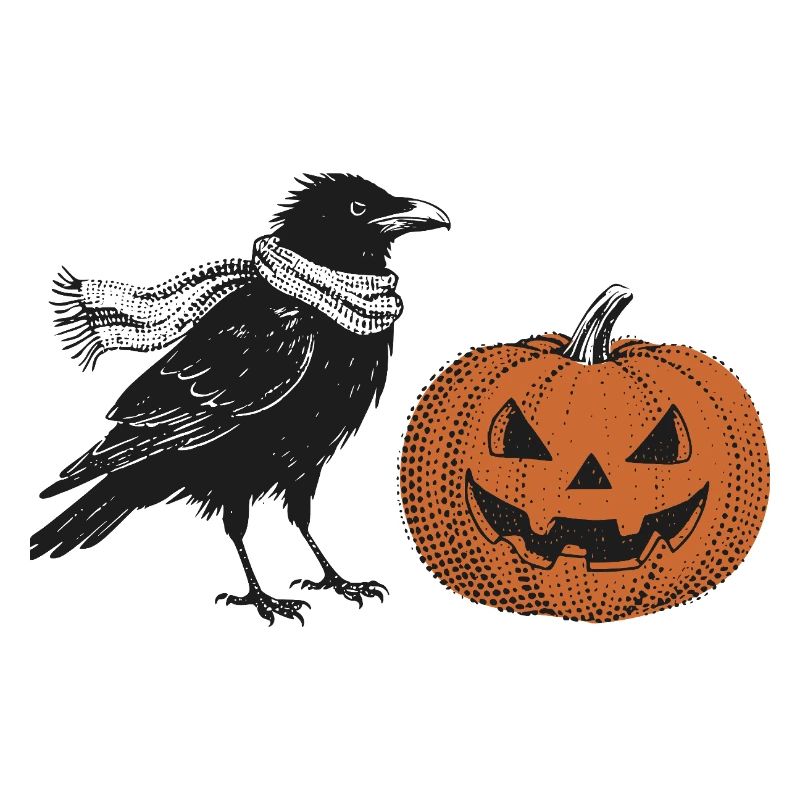 Krähe mit Halloween Kürbis