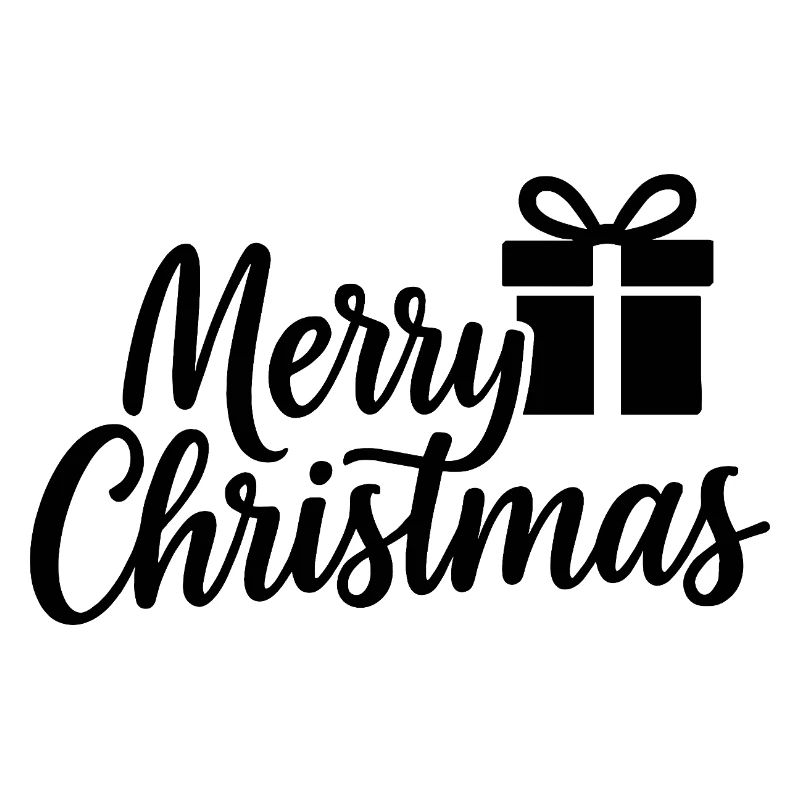 Merry-Christmas Schriftzug mit Geschenkbox